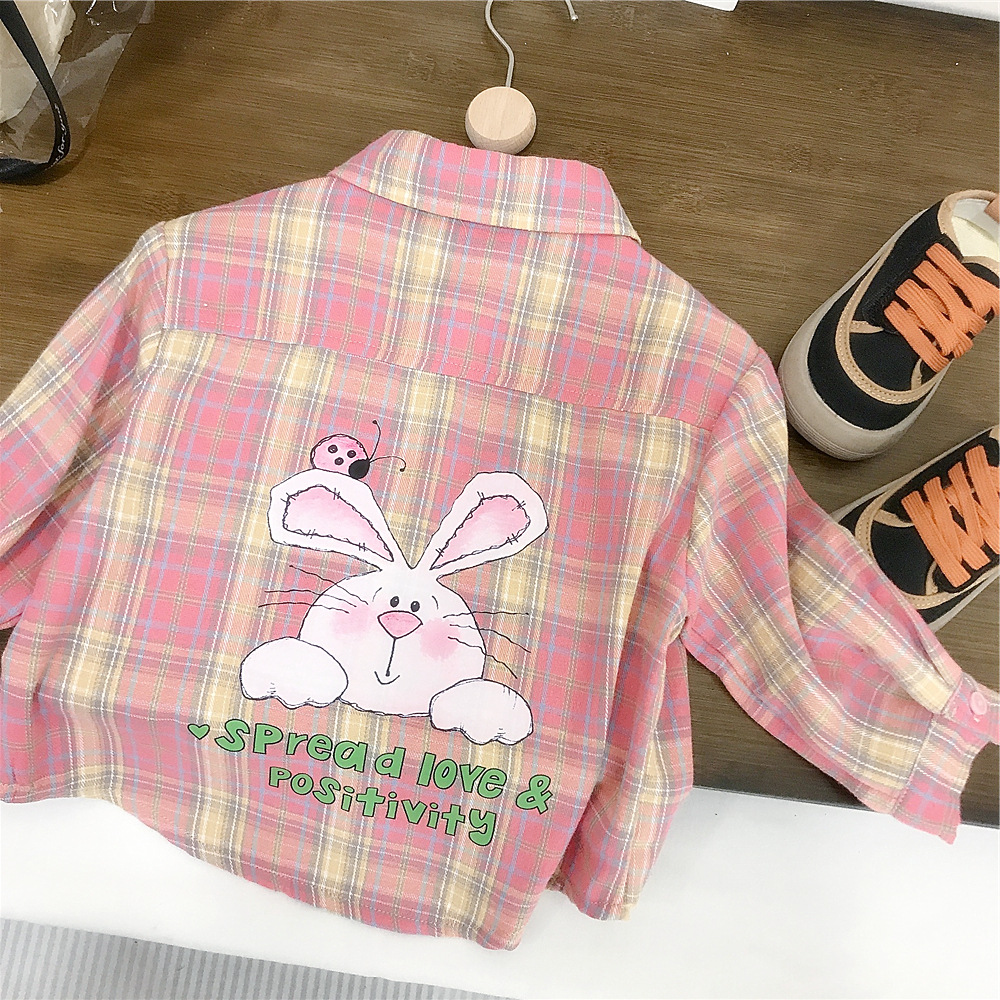 Picture of Children's fashionable pink plaid shirt spring new girls' Korean-style long-sleeved shirt baby Autumn top foreign trade