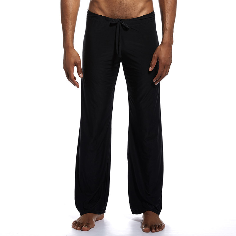Picture of Men's Home Sleep Pants for Foreign Trade, Solid Color, Drawstring, Loose, Casual, Versatile, Ice Silk Polyester, Plus Size, Long Pants for Home Leisure