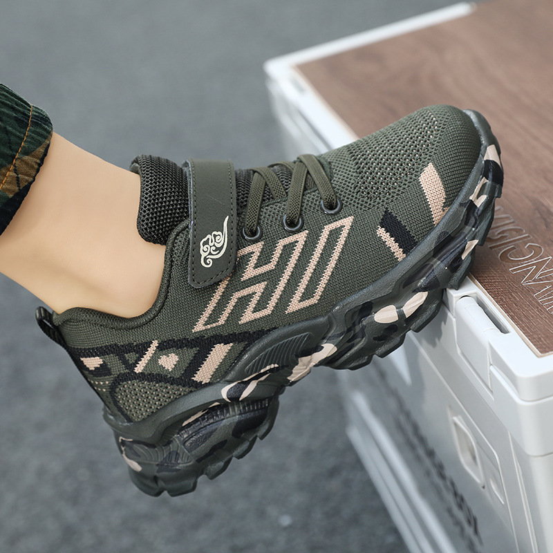 Spring and Summer Dazhong Children's Shoes Camouflage sneaker Trendy Shoes Breathable Light Sole Flying Mesh Shoes Casual All-match Children's Shoes