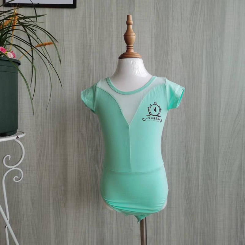 Picture of Children's Dance Training Clothing Mesh One-piece Open Crotch Hidden Button Summer Short-sleeved Clothing Chinese Folk Dance Test Grade Female