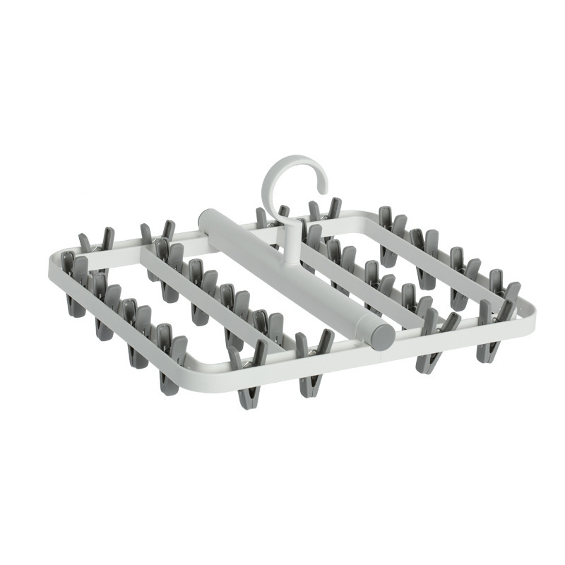 Picture of Household Clothes Rack Folding Clothes Drying Rack Storage Artifact Windproof Disc Clothes Rack Multi-clip Baby Socks Rack