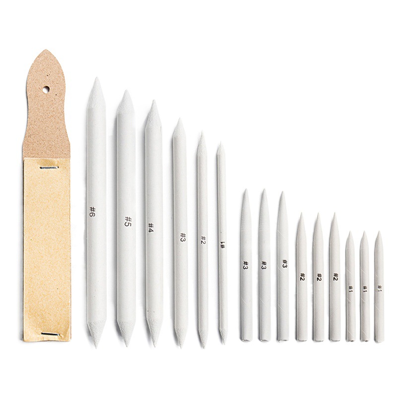 Cross-border paper eraser pen 16 pieces of suit sandboard solid double-sided pointed eraser pen sketch painting tool hollow pen