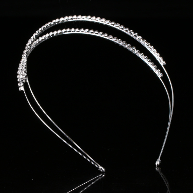 Picture of Jin Yan 2018 Korean New Double Row Rhinestone Headband Irregular Diamond Hair Accessories Headwear Ladies Headband One Piece