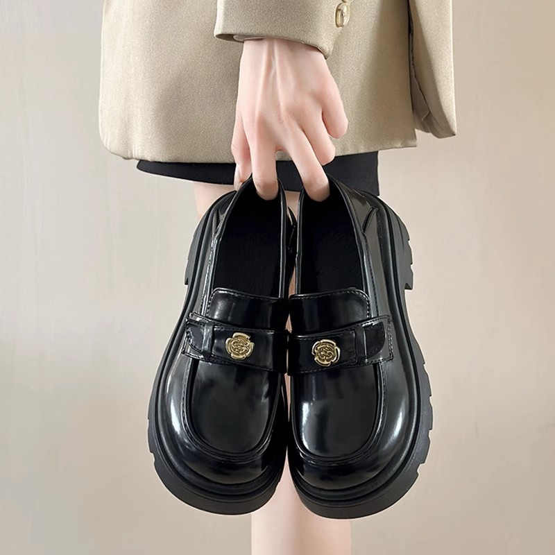 Genuine Leather Thick-soled British-style Leather Shoes Women's 2025 Spring New Slip-on Loafers Mary Jane JK Shoes