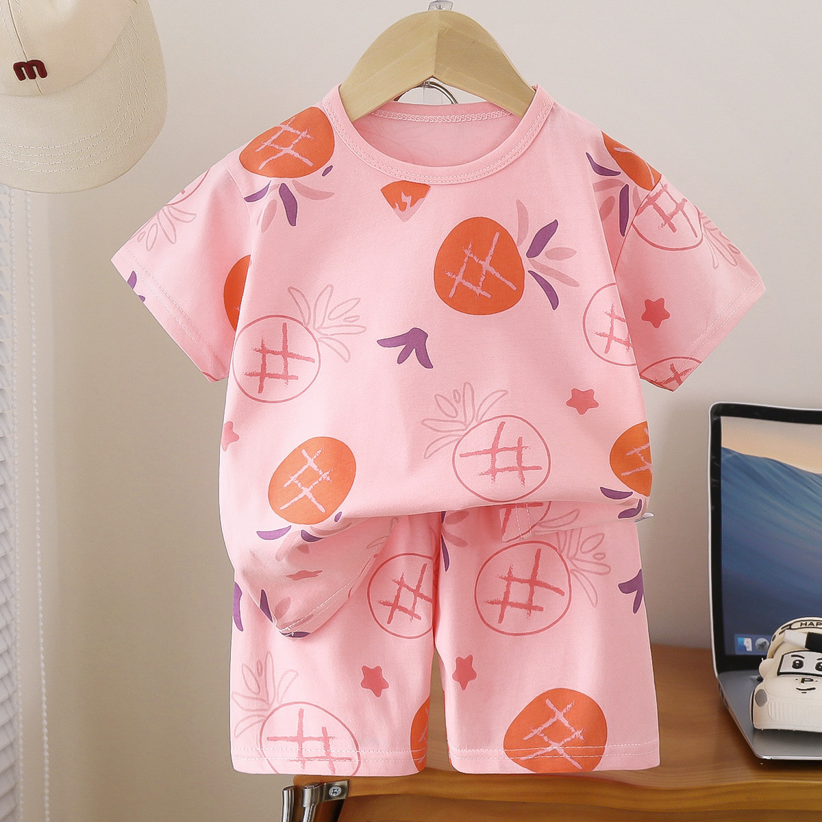 Picture of Children's Short-Sleeved Suit Pure Cotton Summer New Baby Boy Summer T-Shirt Girl Clothing Thin Kidsren's Clothing Carefully Selected