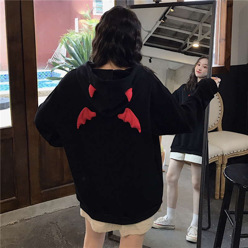 2025 Autumn and Winter Sweatshirt Ins Trendy Harajuku Style Fleece-Lined Hooded Top Loose Plus Size Korean Style Jacket Women's Export