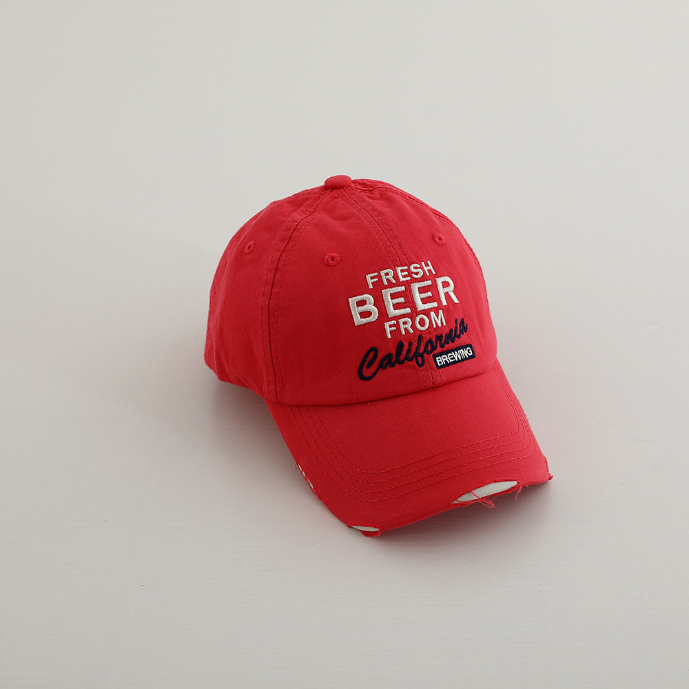 Picture of Niche Trendy Brand Old Hole Kidsren's Baseball Cap Korean Style Street Retro Color Versatile Baby Letter Peaked Cap