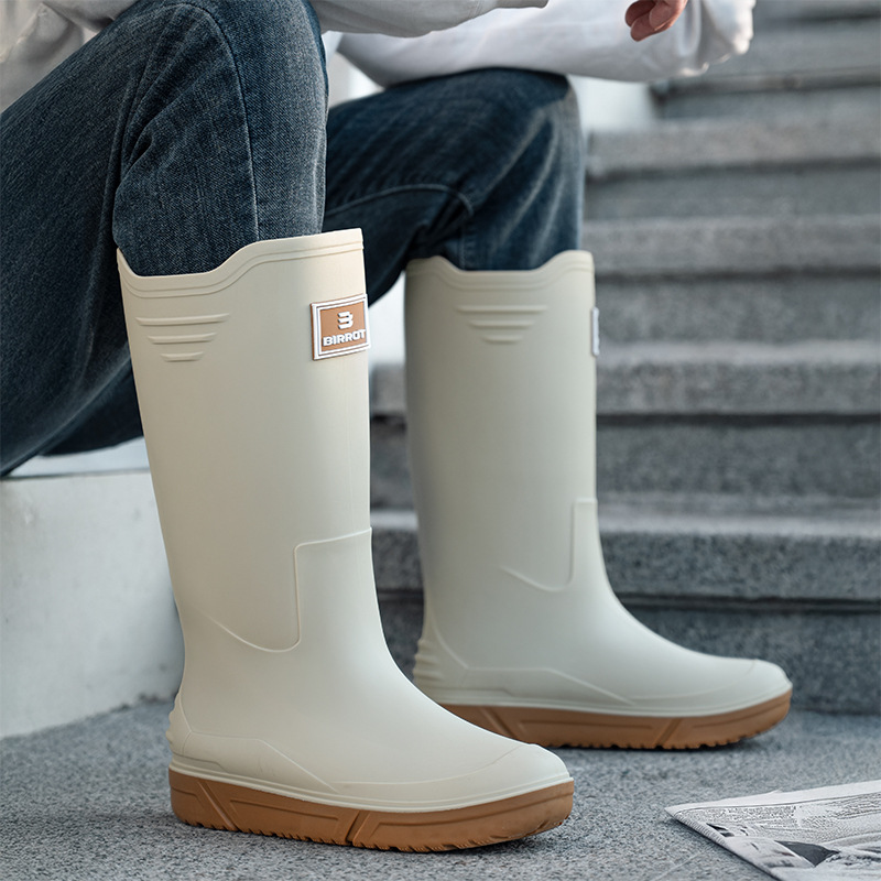 [EU Standard] Cross-border High-heeled Rain Boots Men's Long-heeled Rain Boots with Velvet Cotton Water Boots Warm Rubber Shoes Fishing Water Shoes