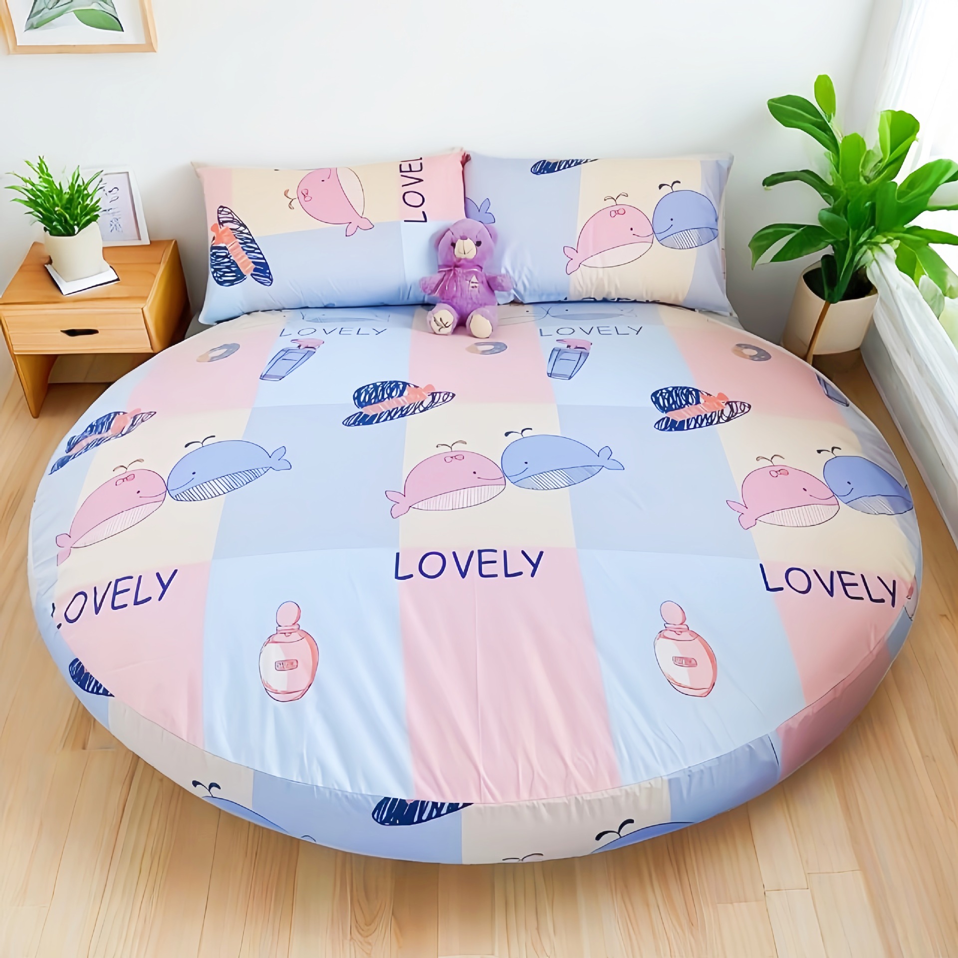 Picture of Cross-border Amazon Shrimp Hotel Round Waterproof Round Bed Cover Four-piece Bed Cover Simmons Mattress Cover Dust-proof
