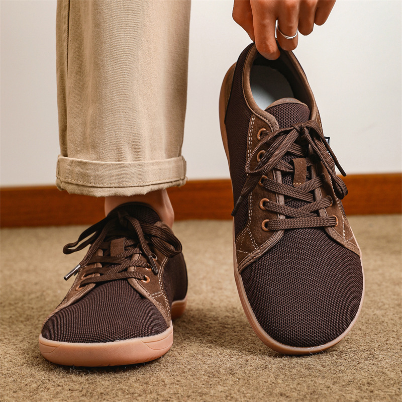 Cross-border Wide-last Barefoot Shoes Men's Breathable Mesh Casual sneaker Low-top Lace-up Outdoor Non-slip Wide-toe Shoes for Men