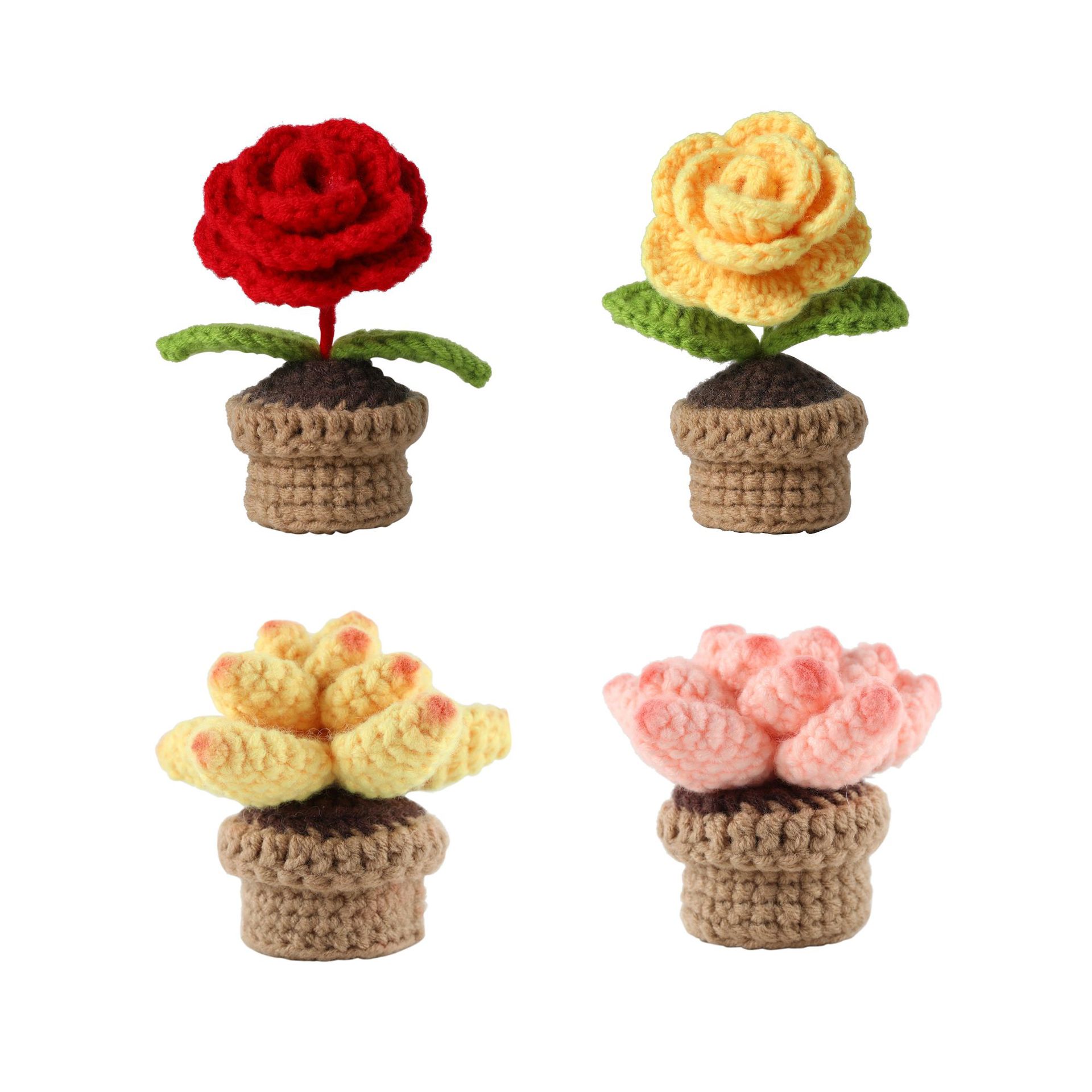Hand-woven DIY flower pot non-finished bouquet wool crocheted material package homemade flower ornaments