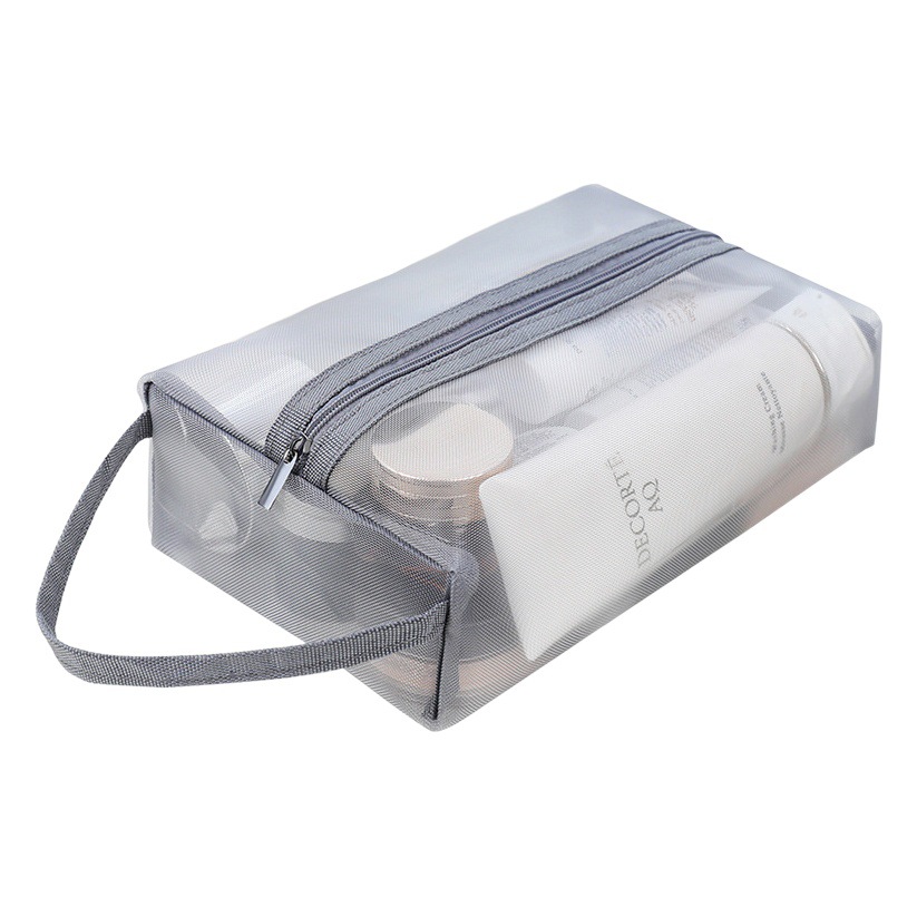 Picture of Mesh Portable Cosmetic Bag Women's Travel Transparent Wash Bag Skin Care Products Lipstick Eye Shadow Brush Storage Bag Large Capacity