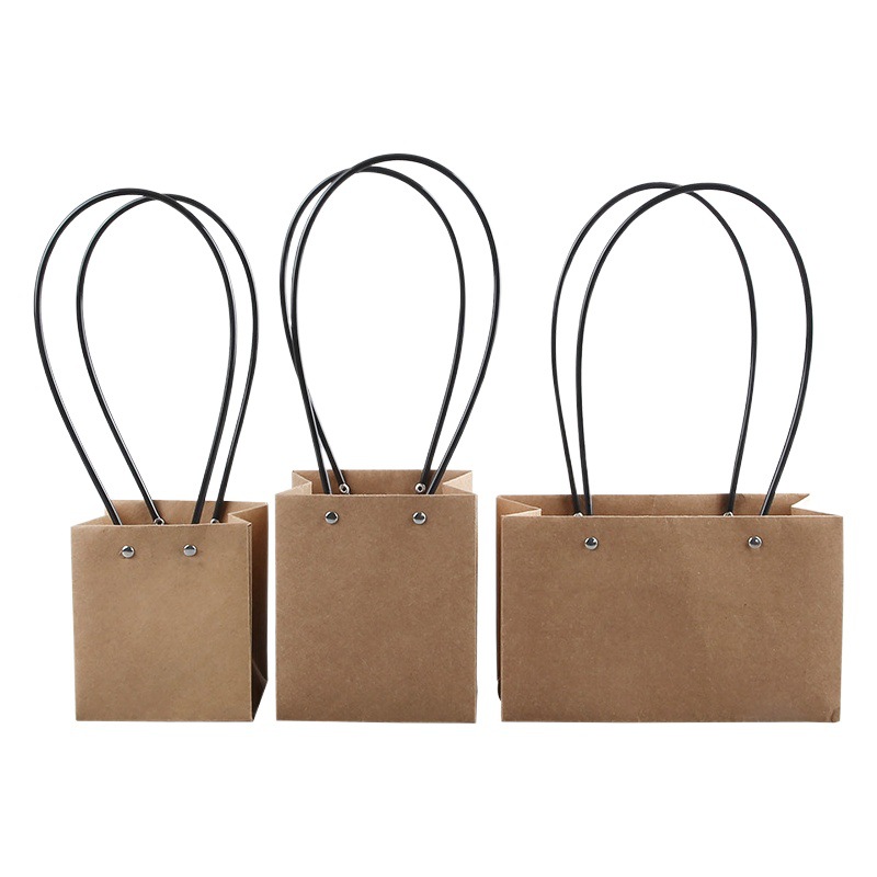 Brown Packing Paper Bag Thickeneded Kraft Paper Handbag Holiday Gift Handbag Pe Tube Mother's Day Flower Bag