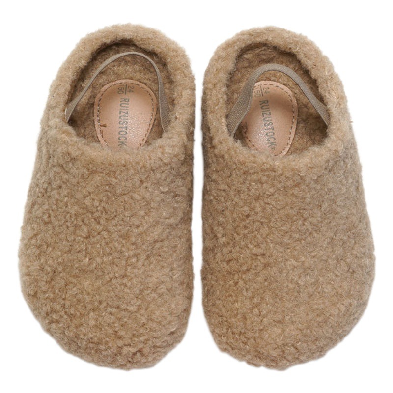 Ruizu New Product Children's Maomao Cork Cotton Shoes Boys' Warm fleece-lined Sandals Girls' Cotton Sandals and Slippers Fleece