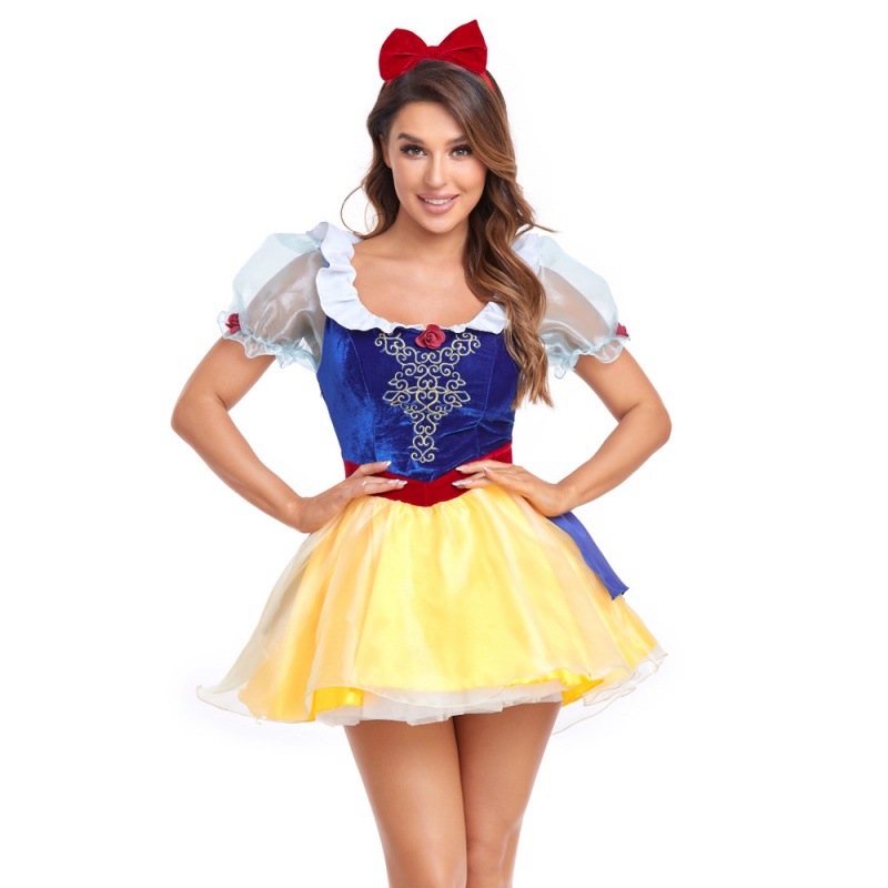 Halloween Fancy Dress Costume Adult Snow White Dress Short Skirt Snow White Puff Dress Costume