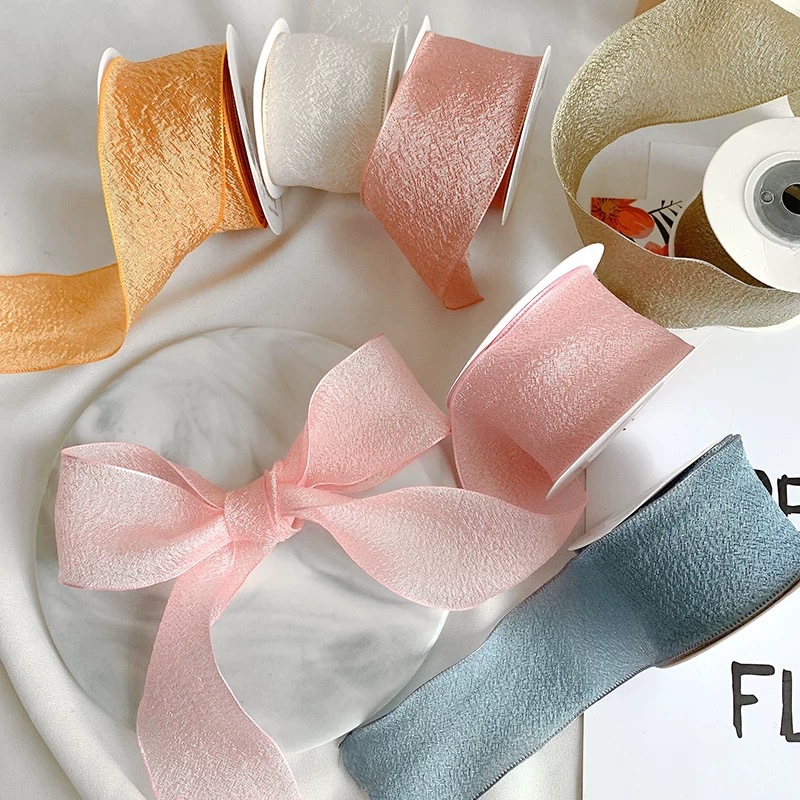kapok fishtail yarn chiffon ribbon bright light pleated yarn with hair accessories bow handmade diy floral material