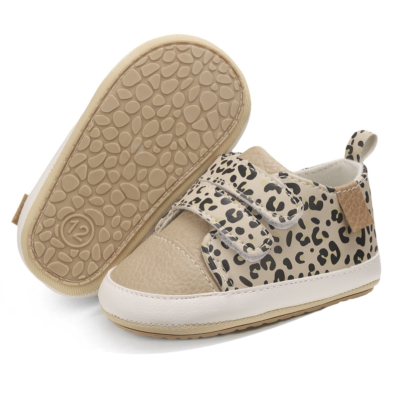 Picture of Spring and Autumn 0-1 Year Old Baby Toddler Shoes PU Velcro Baby Boys and Girls Wave Shoes Indoor and Outdoor Leather Shoes with Soft Sole