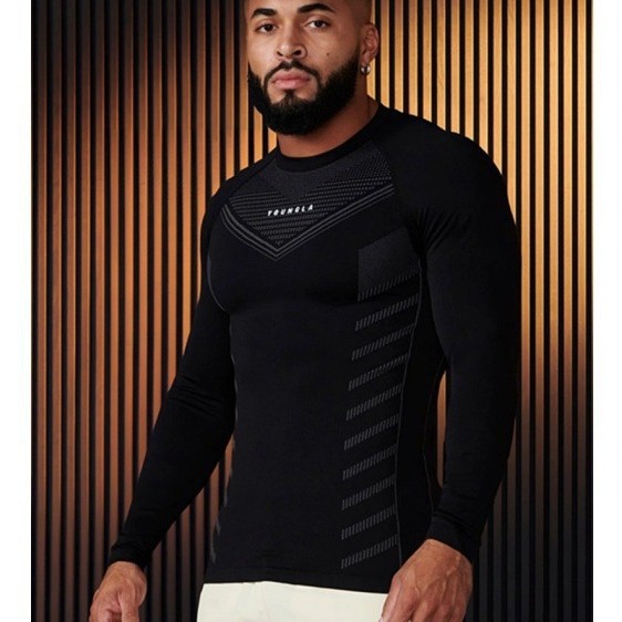Muscle Fitness Sports Long-sleeved T-shirt Men's Slim-fit Breathable Casual Elastic Training Clothes Top Spring and Autumn New