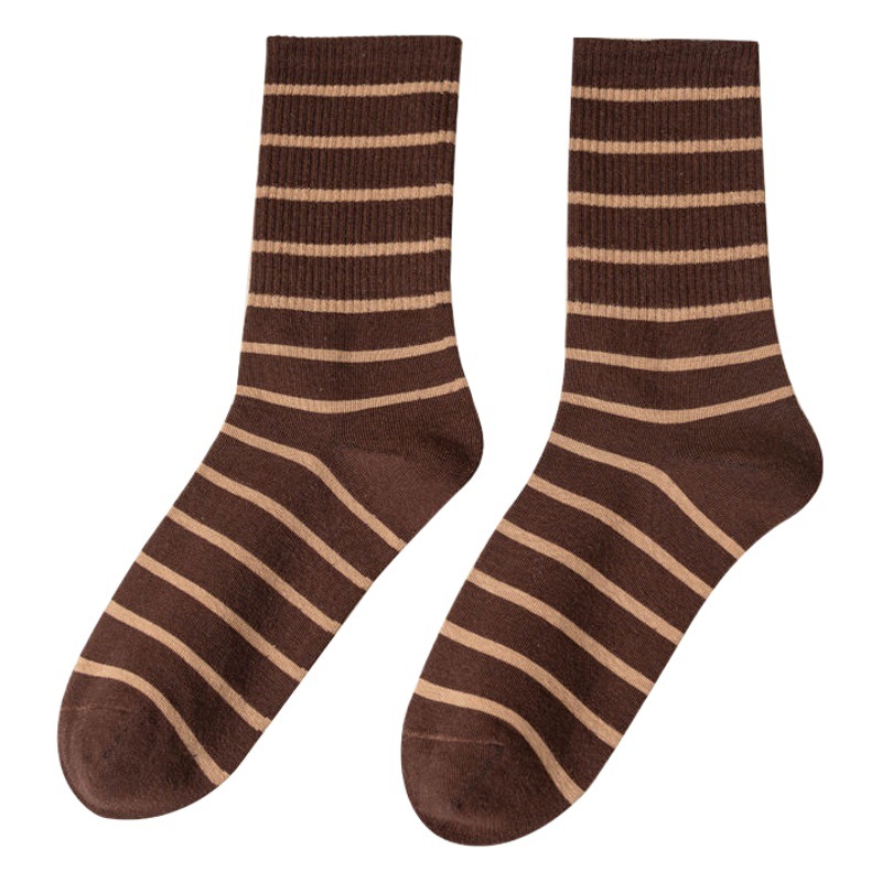 Women's striped simple high socks for outer wear new western style popular mid-length ins fashionable all-matching socks women's socks