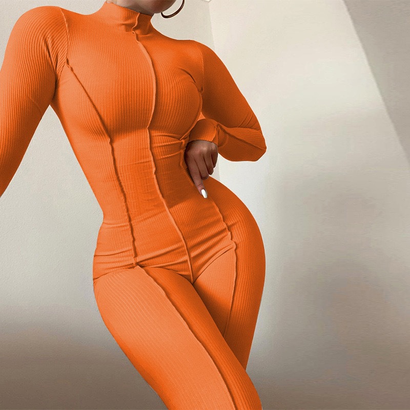 Picture of Amazon AliExpress Cross-border Foreign Trade Explosions Jumpsuit European and American-style Slim-fit Long-sleeved Round Neck High-elastic Women's Jumpsuit