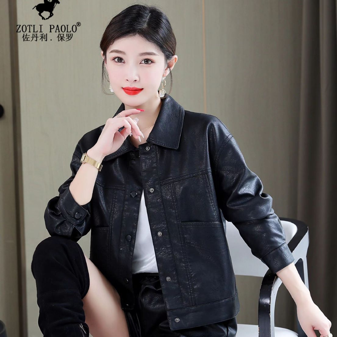 Picture of ZOTLI PAOLO/zodanli Paul washed leather large pocket design fashion motorcycle leather coat main-318