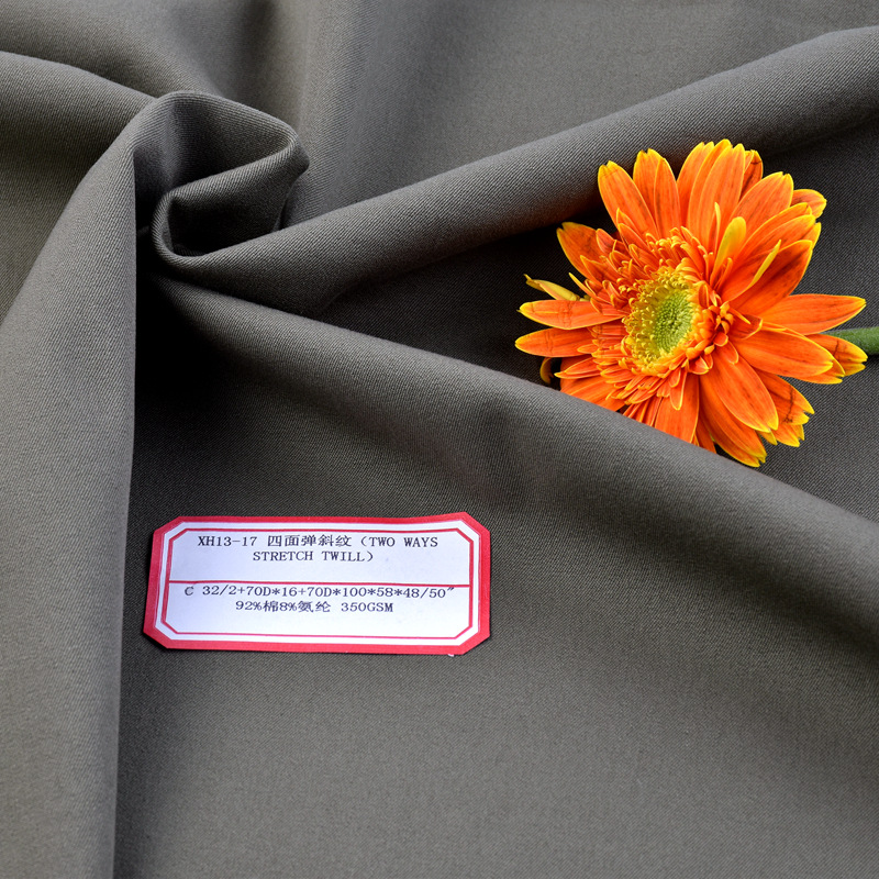 Woven cotton four-sided elastic warp and weft elastic cotton twill autumn and winter casual fashion women's clothing
