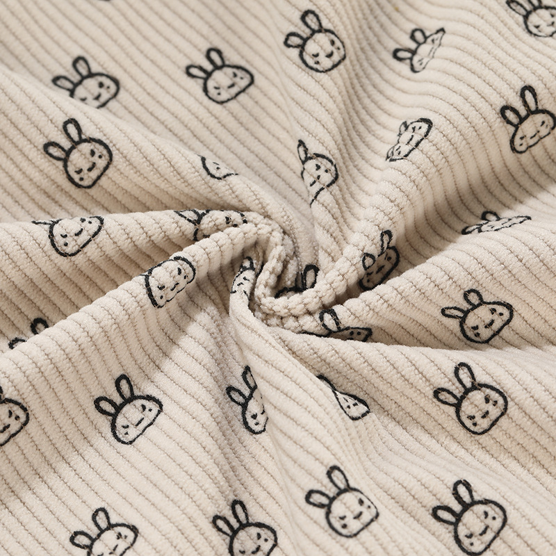 Cute Cartoon Rabbit Printing Tie Dye Fabric Fashion Small Fresh dress Fabric Children's Hat Knitted Accessories
