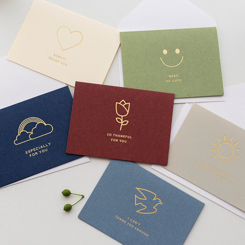 Picture of Senyu Ye Korean Hot Stamping Creative Birthday Holiday Thank You Blessing Message Card Simple Business Greeting Card with Envelope