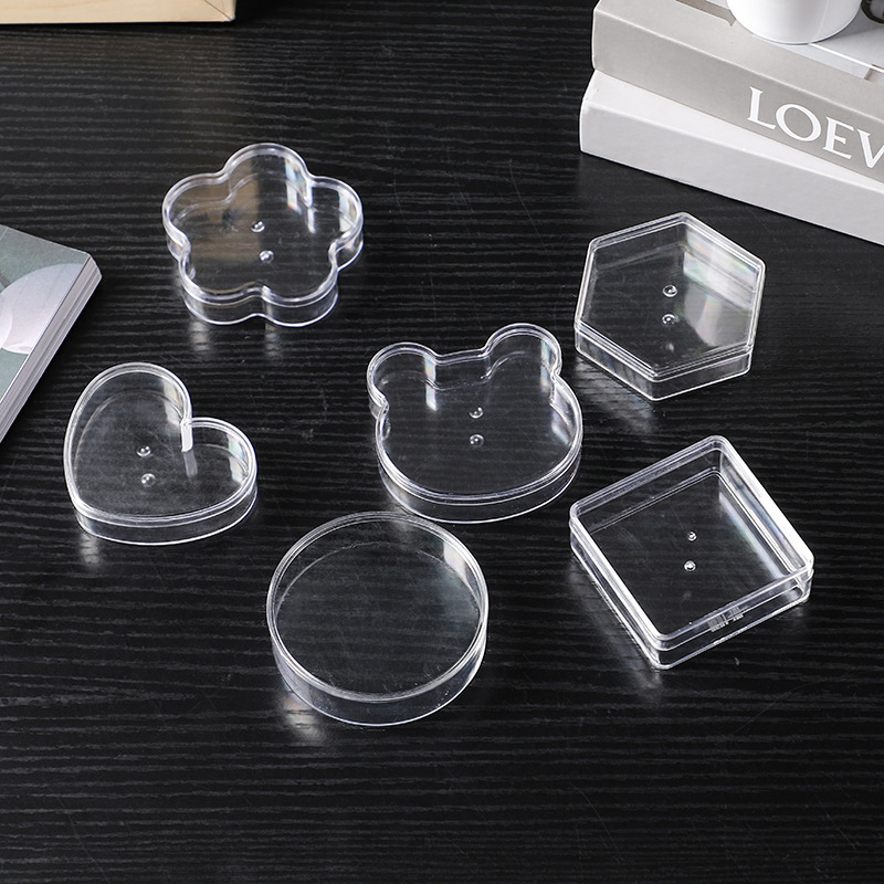 Acrylic PS Box with Lid Transparent Plastic Box Heart-shaped Storage Box Square Display Box Hair Ring Hair Accessories Universal Packaging