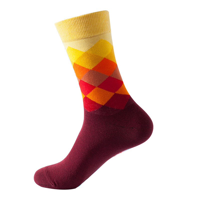 Picture of European and American Ins Style Mid-Calf Socks for Women Amazon Trendy Socks Supply Diamond Pattern Fashion Trendy Socks Wholesale in Stock