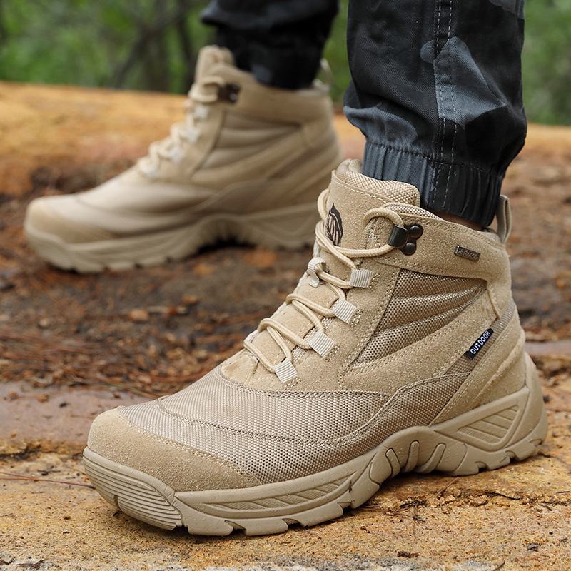 Cross-border plus size factory wholesale mountaineering tactical boots foreign trade in the help tube outdoor combat boots comfortable wear-resistant desert boots