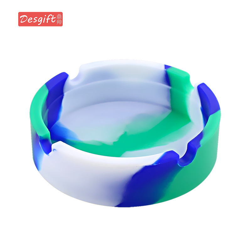Picture of New silicone round ashtray camouflage mixed color psychedelic ashtray ashtray ashtray Cup printing logo ashtray