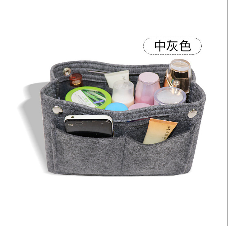 Picture of Factory wholesale felt cosmetic bag multi-functional Women's Travel liner bag large capacity felt snap storage bag