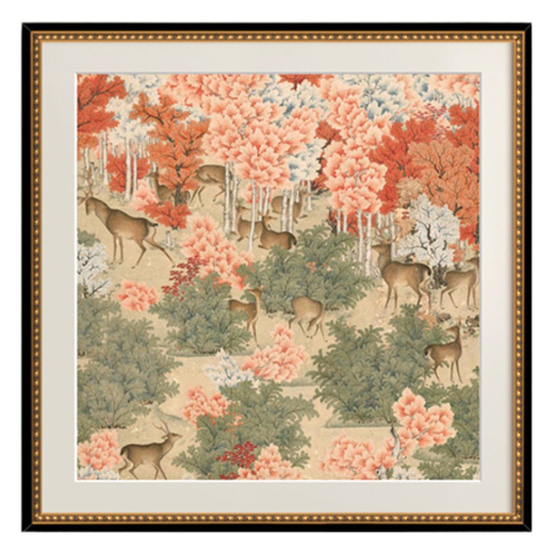 Danfeng Youlu Tu new Chinese style Chinese style hallway decorative painting French living room dining room hanging painting bedroom bedside mural