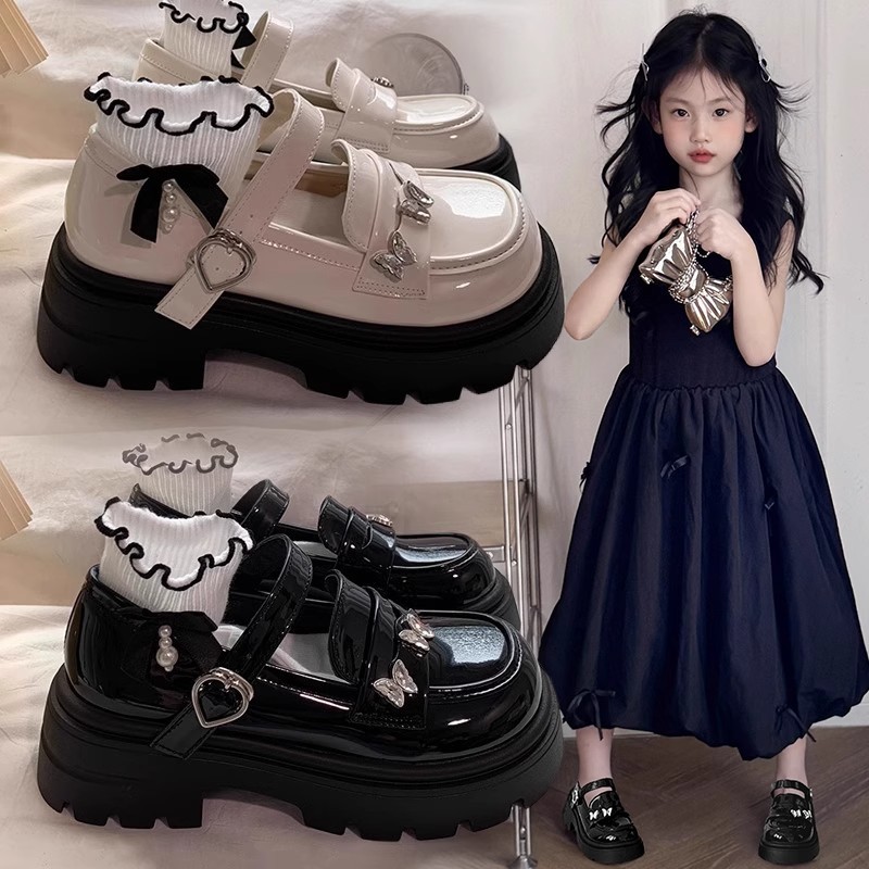 Girls' leather shoes 2025 spring and autumn new British-style children's black performance shoes sweet princess shoes JK loafers