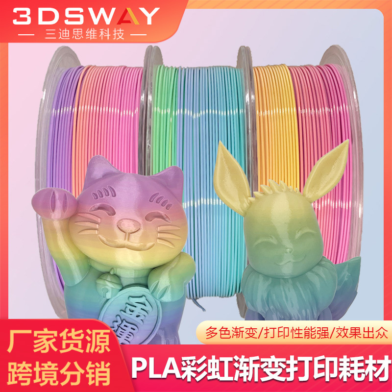 Picture of 3dsway 3d printer consumables PLA rainbow gradient material 1kg 1.75mm rainbow color printing wire