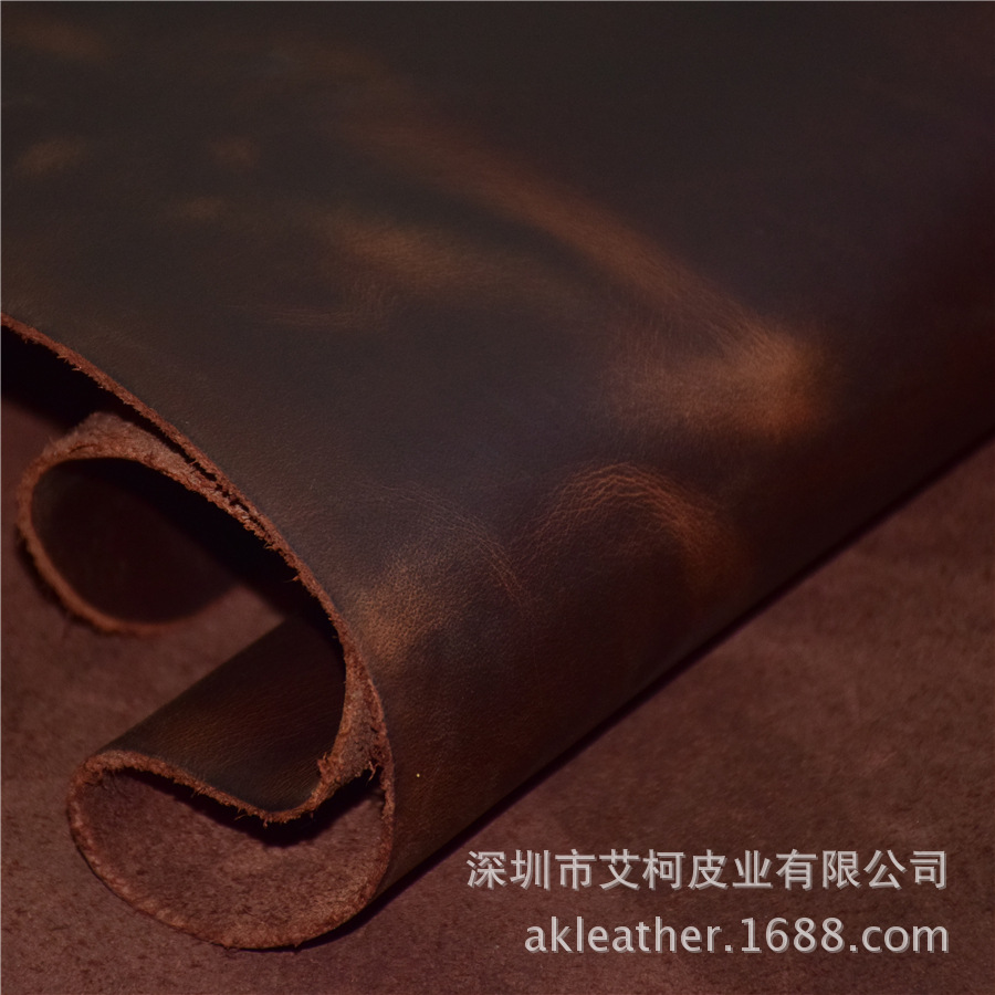 Aikopi wholesale custom top layer cattle leather crazy horse leather yellow brown brown black red brown
