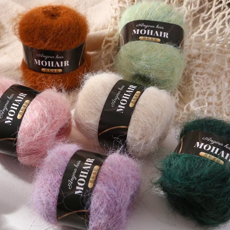 Alpaca mohair yarn hand-knitted sweater, shoulder hat, yarn ball, handmade DIY doll, crochet yarn ball material