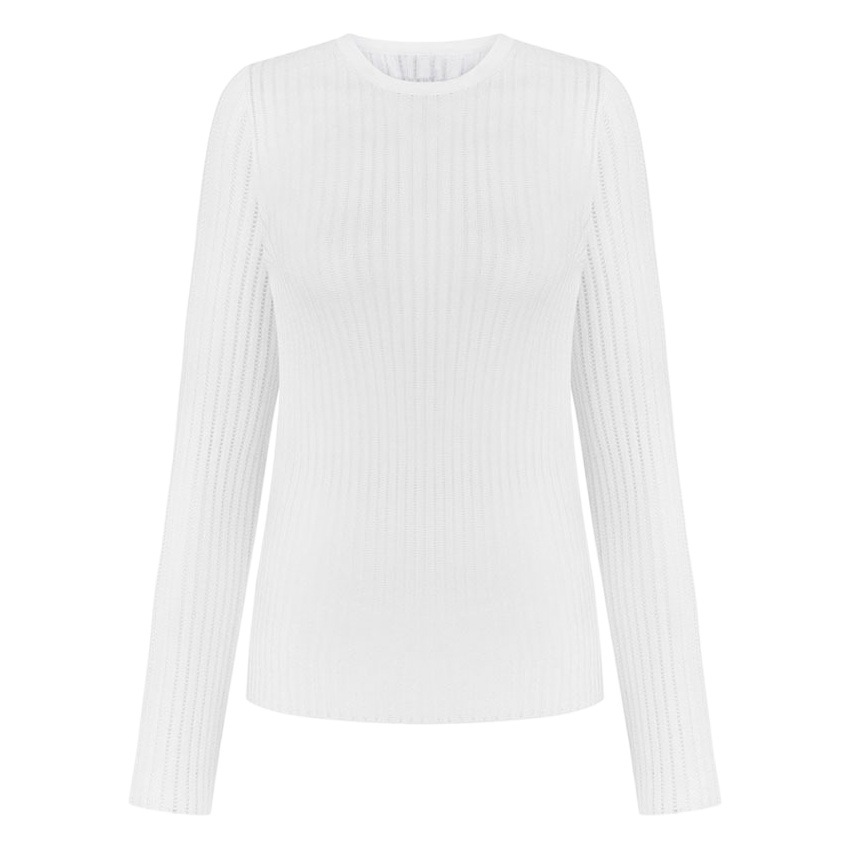 Cross-Border Hollow-Out Knit Sweater 2025 Spring and Summer Sexy Slim-Fit Wool Round-Neck Long-Sleeve Thin Ribbed Sexy Hot Girl