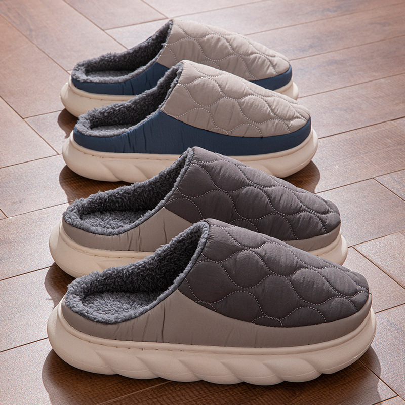 Cotton Slippers Men's Winter 2025 New Indoor Home Waterproof Non-slip Thick Bottom plus size Down Cotton Slippers Men's Outer Wear