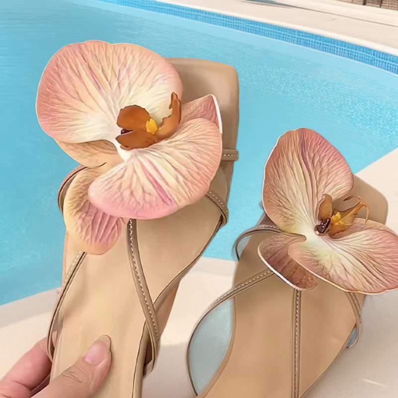 Thai Resort Style Fairy Butterfly Orchid Flower Shoe Buckle Butterfly Orchid Shoe Flower Sandal Accessories Female Niche Seaside Shoe Buckle