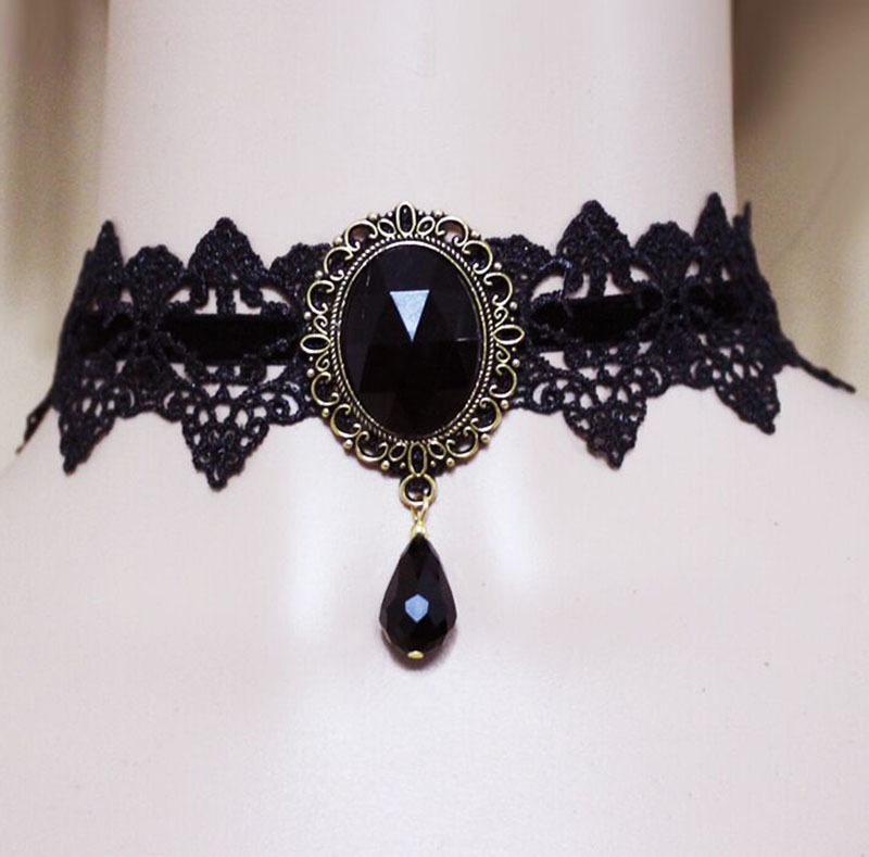 Picture of European and American Cross-Border Best-Selling Necklace Gothic Retro Punk Choker Lace Necklace Braided Choker Clavicle Chain for Women