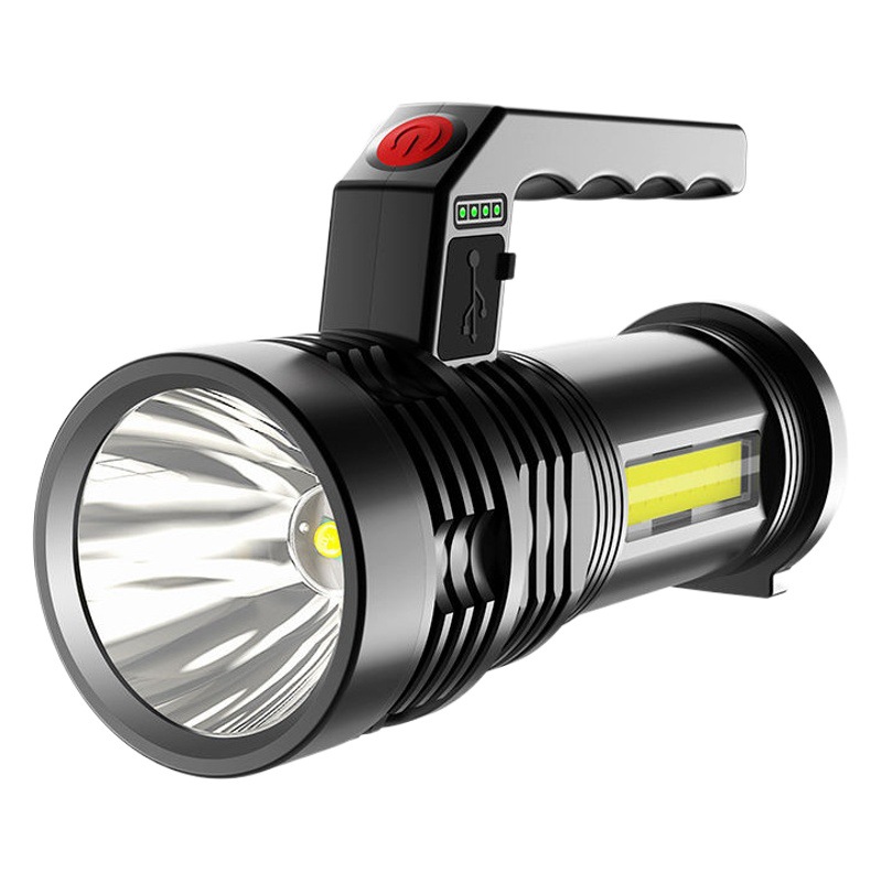 Cross-border new COB flashlight usb charging with side lamp household led multifunctional plastic portable lamp flashlight