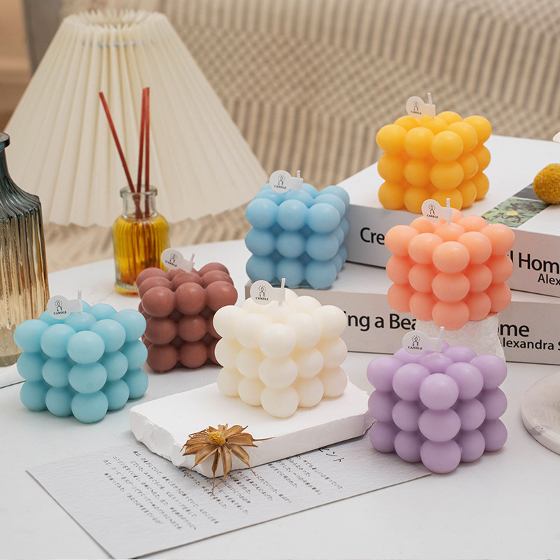 Round Rubik's Cube Aromatherapy Candle Accompanying Gift Ins Creative Home Wedding Pendulum Decoration suit Geometric Candle