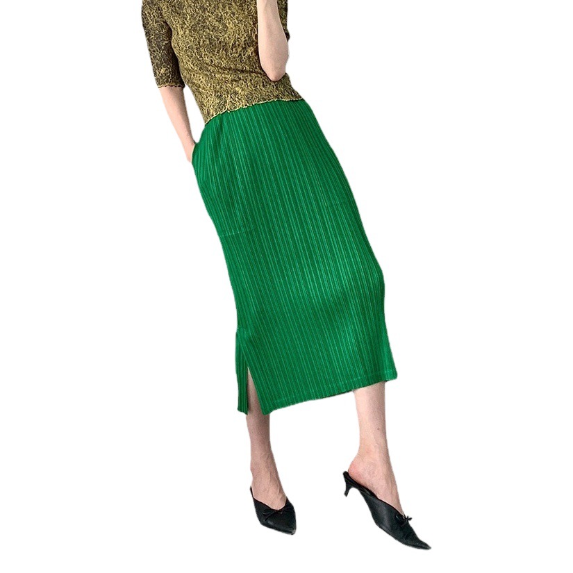 Skirt Summer New Design Sense Split Niche High Waist Fashion Pleated One-step Skirt Elegant Slim-fit Hip Skirt
