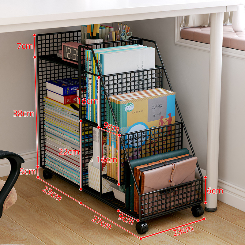 Picture of Balcony bay window bookshelves, small bookcases, children's picture book racks, space using desk side shelves to move pulleys on the floor