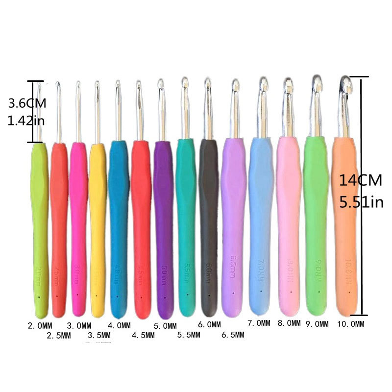Picture of Cross-border wholesale full set of handmade crochet wool knitting tools hook knitting bag rainbow TPR soft handle crochet suit