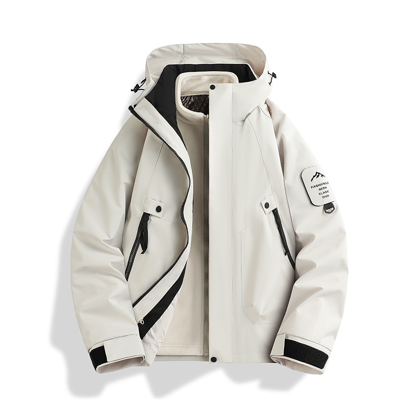 Picture of Three-in-one women's detachable autumn and winter two-piece outdoor windbreaker jacket men's water-repellent plus size mountaineering suit