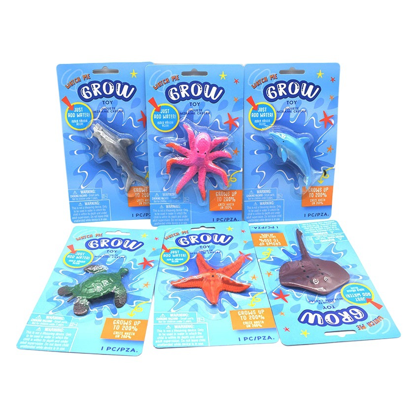 Soaking water swellable toys in water become bigger marine animal model children primary school educational handmade toys wholesale