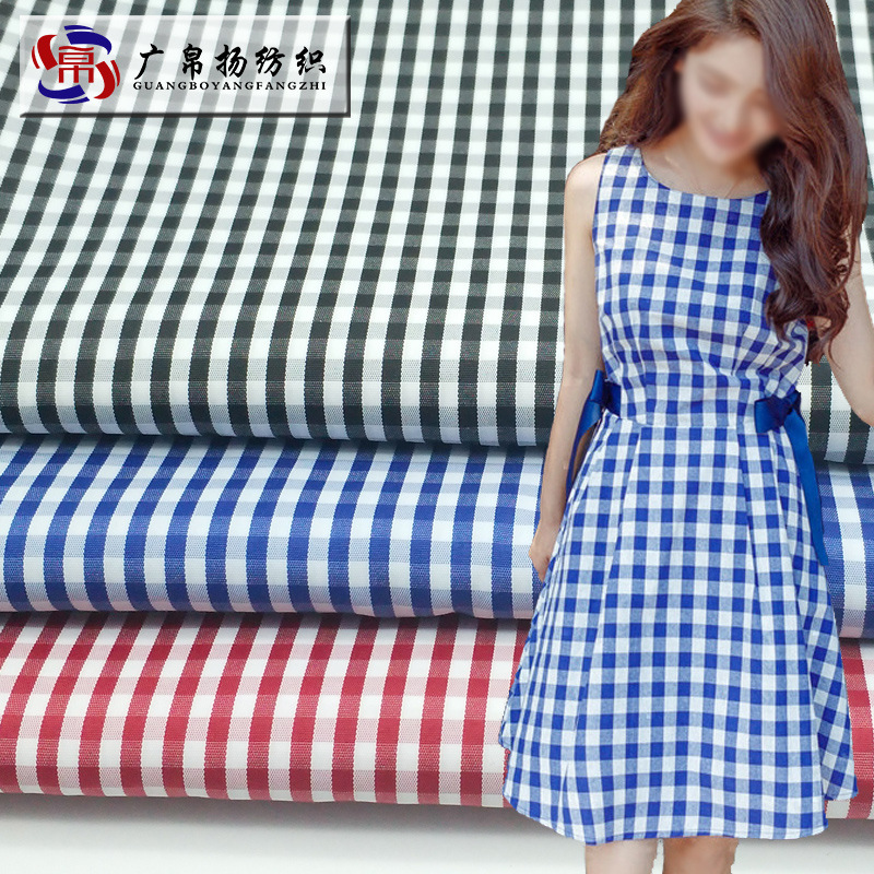 Picture of Factory in stock woven plaid black and white polyester yarn-dyed jacquard fabric shirt polyester fashion youth fabric